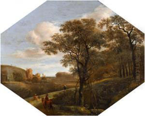 Paesaggio Boschivo Con Castello E Figure Oil Painting by Pieter Jansz. van Asch