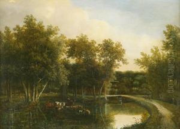 Flodlandskap Med Boskap Oil Painting by Pieter Jansz. van Asch