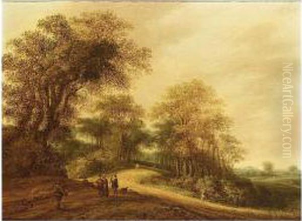 A Wooded Landscape With Oil Painting by Pieter Jansz. van Asch