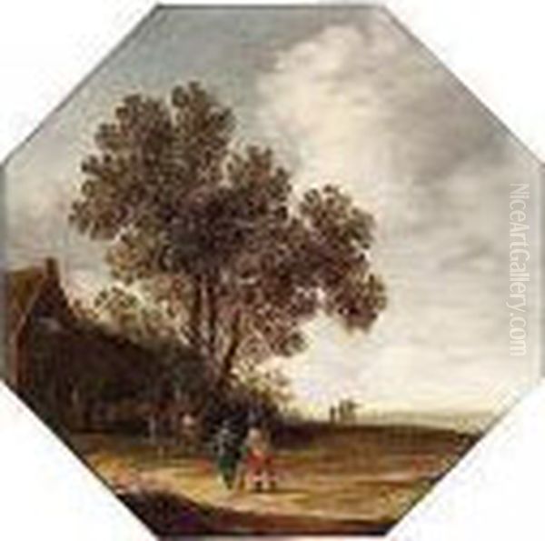 Landscape With Travellers Outside An Inn Oil Painting by Pieter Jansz. van Asch