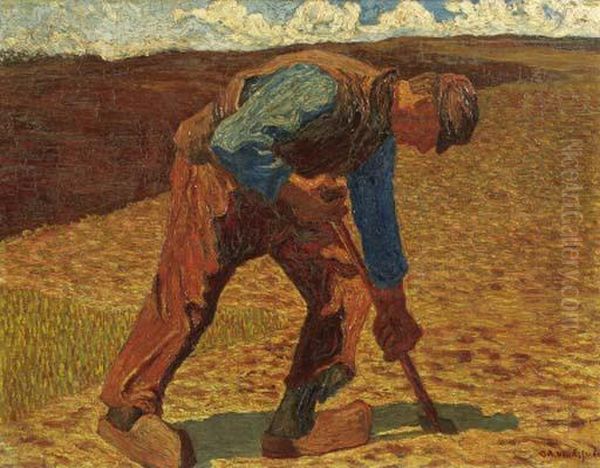 A Farmer At Work Oil Painting by Cornelis Albert Van Assendelft