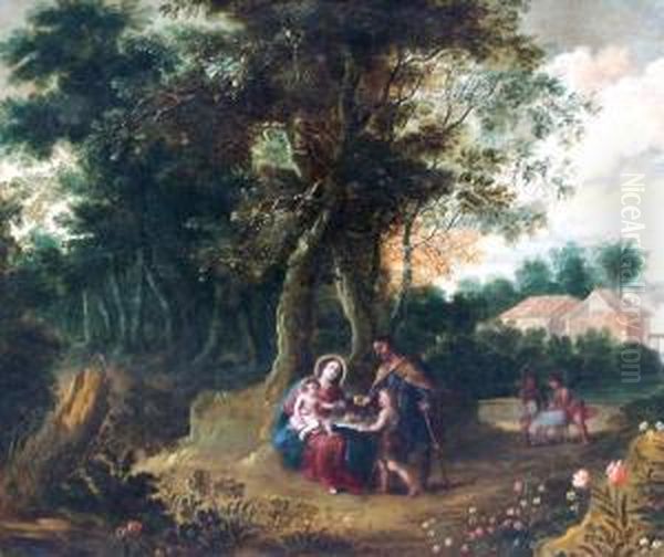 Die Heilige Familie - Rast Auf Der Flucht Nach Agypten Oil Painting by Pieter Van Avont