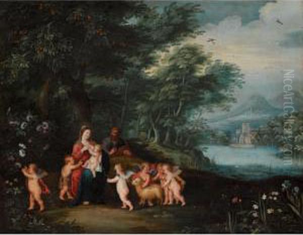 The Rest On The Flight Into Egypt Oil Painting by Pieter Van Avont