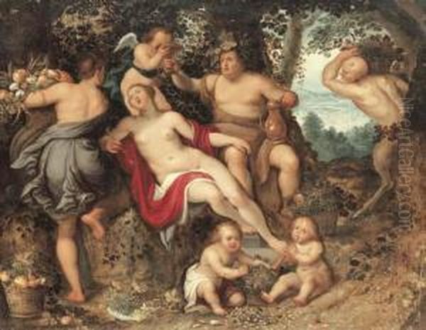 'sine Baccho Et Cerere Friget Venus' (without Ceres And Bacchus,venus Would Freeze) Oil Painting by Pieter Van Avont