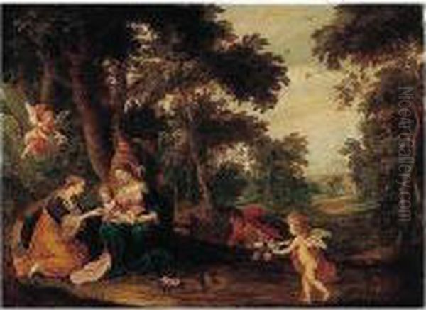 A Landscape With The Mystic Marriage Of Saint Catherine Oil Painting by Pieter Van Avont