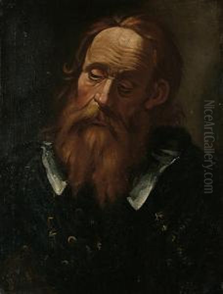 Portrait Of A Bearded Gentleman, Bust-length In Black Costume With A White Collar Oil Painting by Dirck Van Baburen