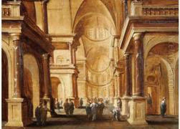 Le Christ Et La Femme Adultere Dans Un Interieur D'eglise Oil Painting by Hans Juriaensz. Van Baden