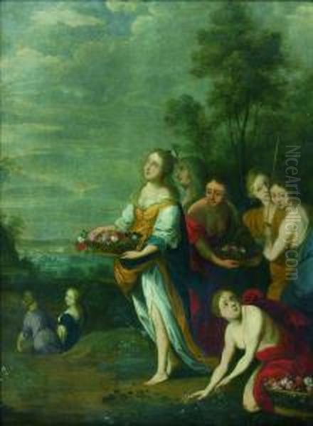 Flore Et Ses Nymphes Oil Painting by Jan Van Balen