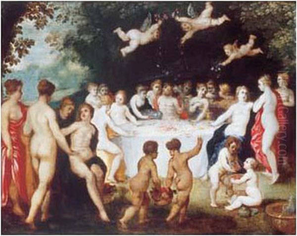 Le Banquet Des Dieux. Oil Painting by Jan Van Balen