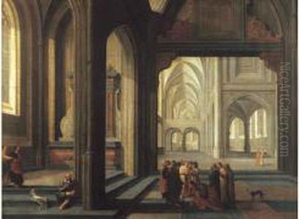 Scene D'interieur D'eglise Oil Painting by Bartholomeus Van Bassen