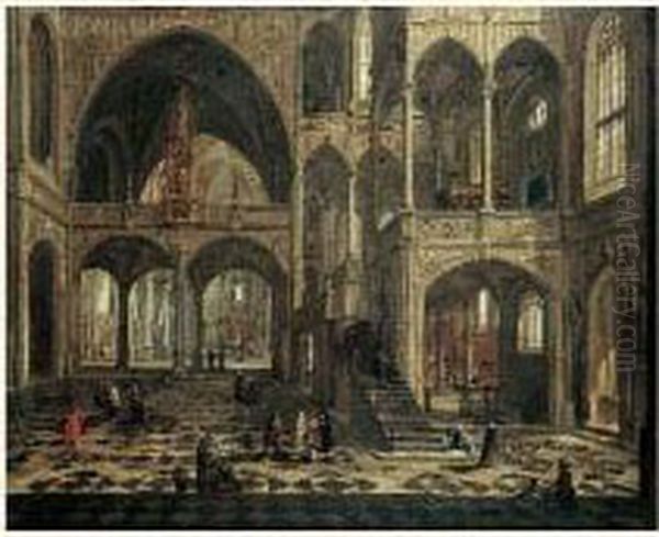 Scene D'interieur D'eglise Oil Painting by Bartholomeus Van Bassen