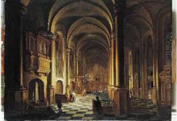 Vue Interieure D'une Eglise Oil Painting by Bartholomeus Van Bassen