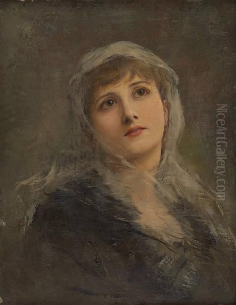 Portrait De Jeune Femme Oil Painting by Jan van Beers