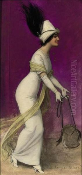 Elegant Lady Oil Painting by Jan van Beers