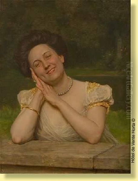 Le Sourire A La Fossette Oil Painting by Jan van Beers