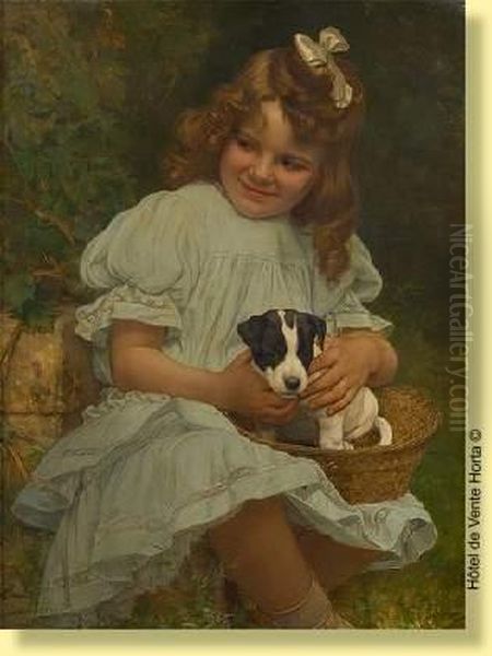 Jeune Fille Et Son Chien Oil Painting by Jan van Beers