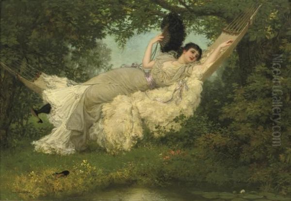 In The Hammock Oil Painting by Jan van Beers