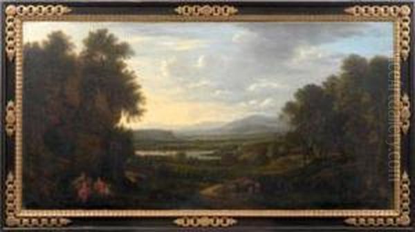 Grose Arkadische Landschaft Mit Rastenden Oil Painting by Willem Van Bemmel