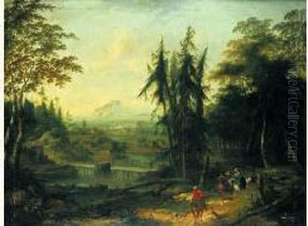 Cavaliers Dans Un Paysage Boise Oil Painting by Willem Van Bemmel