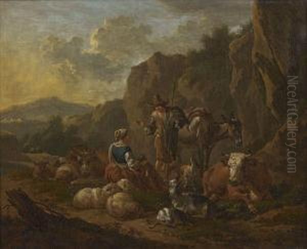 Scene Pastorale Oil Painting by Dirk van Bergen