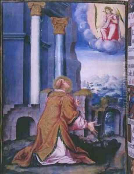 St Lawrence to whom the Escorial monastery was dedicated Oil Painting by Julian Fuente del Saz