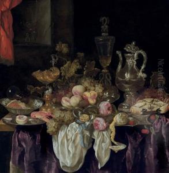 Pronk Still Life Of Bowls Of Fruit Oil Painting by Abraham Hendrickz Van Beyeren