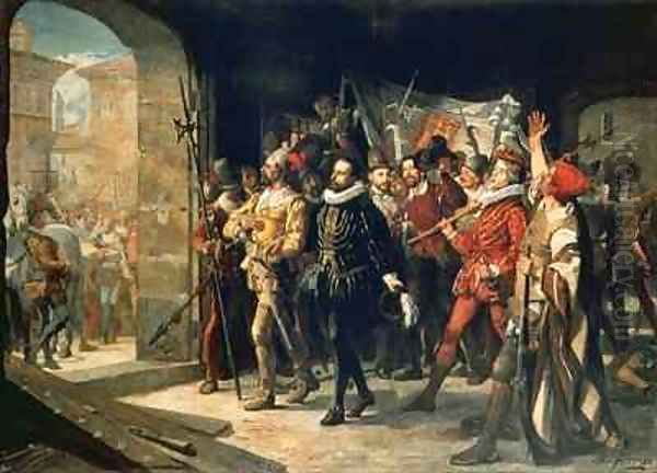 Antonio Perez 1540-1611 Released from Prison by the Rebels in 1591 Oil Painting by Augustus or Augusto Ferran