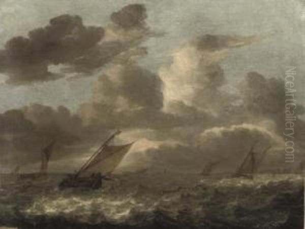 Shipping In Choppy Waters Oil Painting by Abraham Hendrickz Van Beyeren