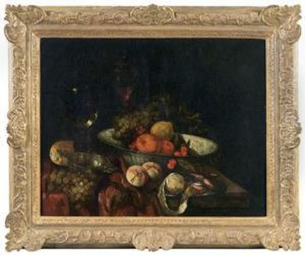 Nature Morte Aux Fruits Et Verre Roemer Oil Painting by Abraham Hendrickz Van Beyeren