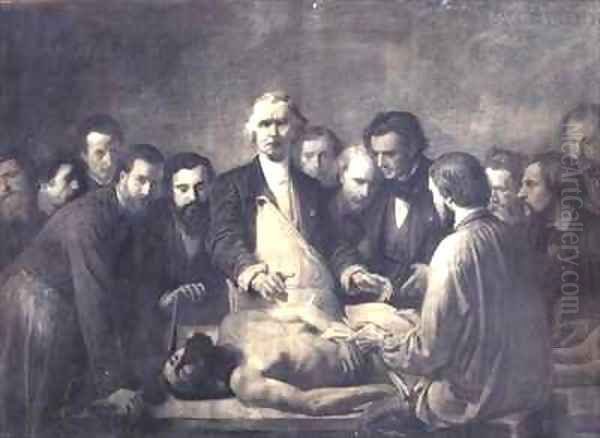 The Anatomy Lesson of Doctor Velpeau 1795-1867 Oil Painting by Francois Nicolas Augustin Feyen-Perrin