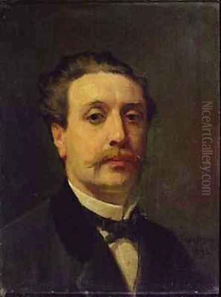 Portrait of Guy de Maupassant 1850-93 Oil Painting by Francois Nicolas Augustin Feyen-Perrin