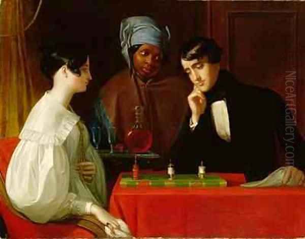 The Chess Players Oil Painting by George Whiting Flagg