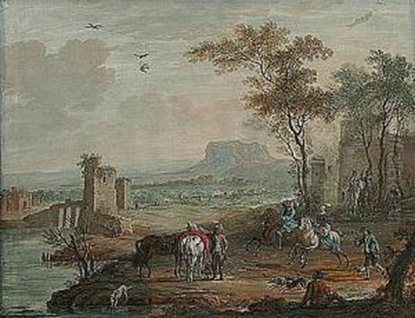 Scene De Chasse Oil Painting by Louis Nicolael van Blarenberghe