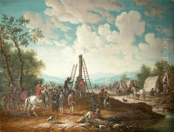 Zeltlager, Im Vordergrund Vorbereitungen Fur Eine Hinrichtung Oil Painting by Louis Nicolael van Blarenberghe