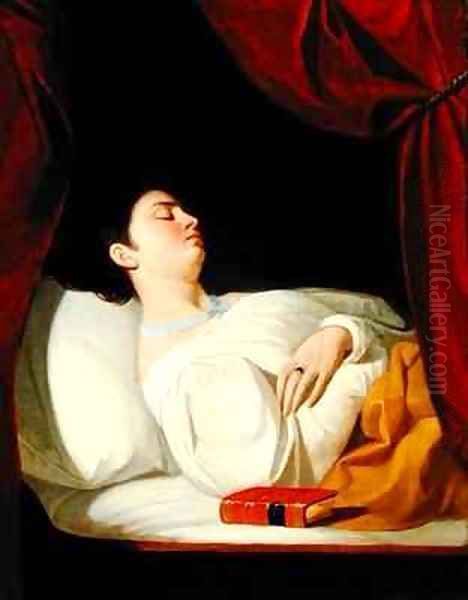 Portrait of a lady sleeping Oil Painting by George Whiting Flagg