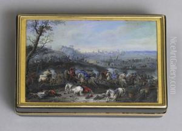 Choc De Cavalerie Sur Fond Paysage Oil Painting by Louis Nicolael van Blarenberghe