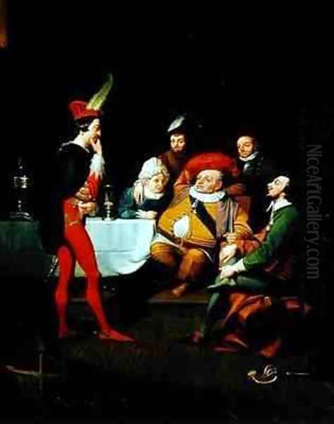 Falstaff Enacting Henry IV Oil Painting by George Whiting Flagg