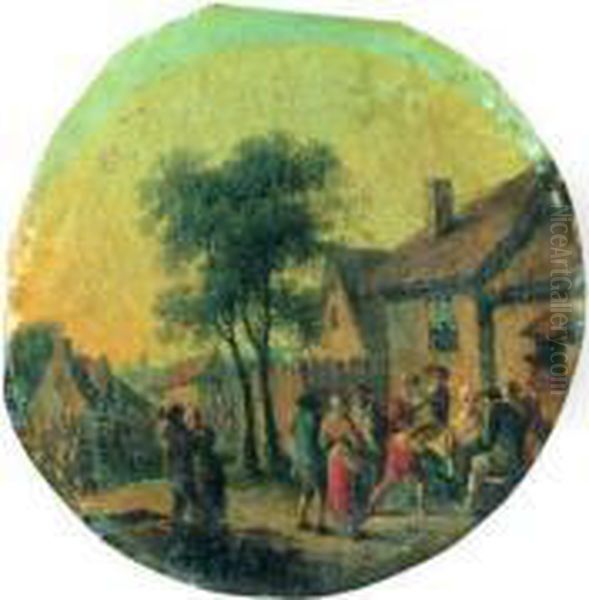 Rejouissances Paysannes Devant Une Auberge Oil Painting by Louis Nicolael van Blarenberghe