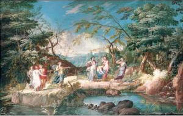 Diana Hunting With Her Nymphs Oil Painting by Louis Nicolael van Blarenberghe