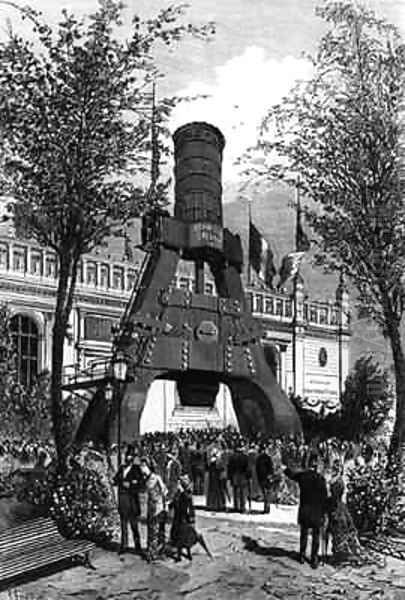 Universal Exhibition in Paris in 1878 the Le Creusot Power hammer in Champs de Mars Oil Painting by P. Ferat