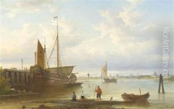 Marine Oil Painting by Elias Pieter van Bommel