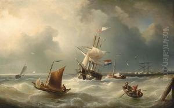 Marine Oil Painting by Elias Pieter van Bommel