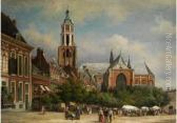 Der Markt In Arnheim Oil Painting by Elias Pieter van Bommel