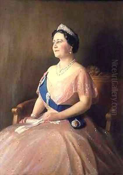 HM Queen Elizabeth the Queen Mother Oil Painting by Denis Quinton Fildes