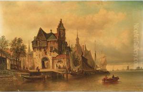 A View Of Vlissingen Oil Painting by Elias Pieter van Bommel