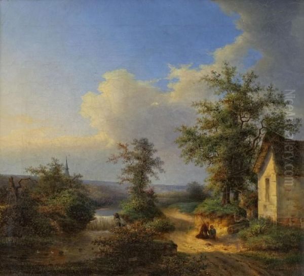 Flusslandschaft Mitkapelle Oil Painting by Jan Willem Van Borselen