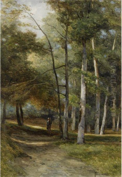 'in Het Bloemendaalsche Bosch' - Bloemendaal Forest Oil Painting by Jan Willem Van Borselen