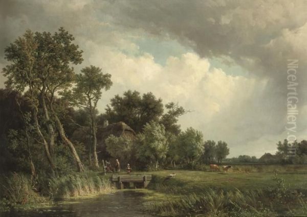 Summer Idyl Oil Painting by Jan Willem Van Borselen