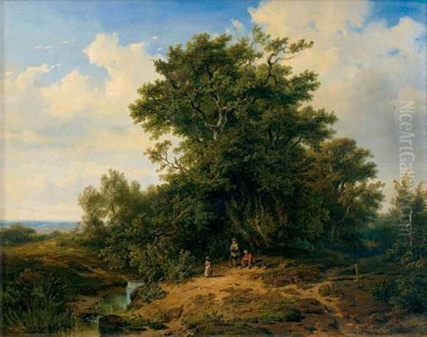 Le Repos Au Bord D'une Riviere Oil Painting by Jan Willem Van Borselen