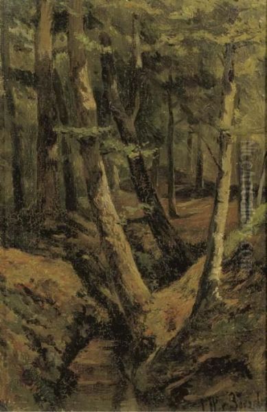 The Forest Stream Oil Painting by Jan Willem Van Borselen